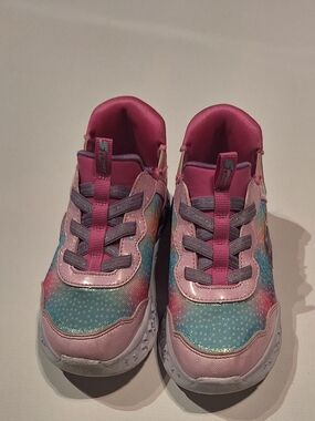 Skechers Girls Light Up Pink Multicolor Sparkle Slip-On Sneakers